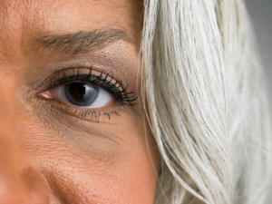 Mature woman, portrait, close-up of left eye